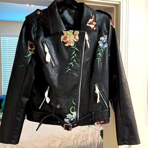 Embroidered Moto jacket